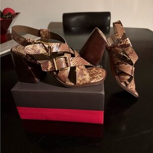 Vince Camuto Tan Snakeskin Heels
